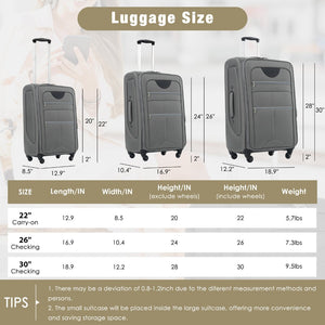 English Elm Softside Expandable Spinner Luggage Set with Tsa Lock Duffel Polyester Travel Grey N732P201004A