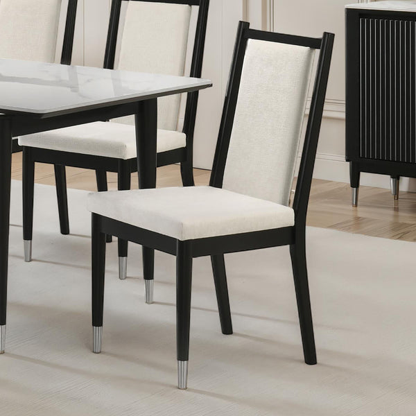 English Elm Contemporary Northall Arm Chair with Sleek Upholstery and Minimalist Profile for Modern Dining Spaces Black,White 42 L x 20 W x 10 H B2741P404846