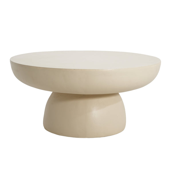 English Elm Christopher Knight Home® - 27.5" Round MGO Coffee Table Beige — Durable Magnesium Oxide, Child-Safe Rounded Design, No Assembly Needed N772P262020W