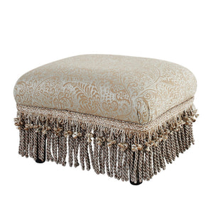 English Elm Jennifer Taylor Home - Fiona Accent Footstool Ottoman - Handcrafted Silvery-Blue Beige Paisley For Versatile Home Décor B2719P238153
