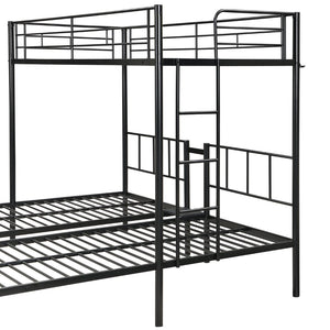 English Elm Twin Triple Bunk Bed - Sturdy Metal Frame With Safety Rail, Vertical Ladder & Storage Shelf For Kids W311S00061-GIGA