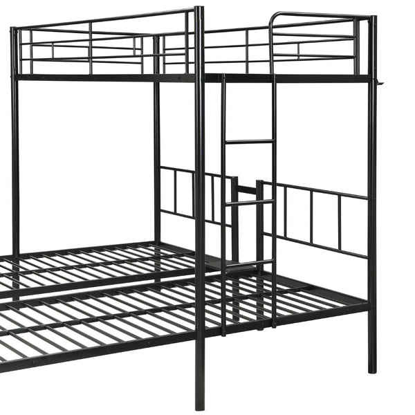 English Elm Twin Triple Bunk Bed - Sturdy Metal Frame With Safety Rail, Vertical Ladder & Storage Shelf For Kids W311S00061-GIGA