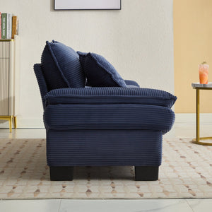 English Elm Corduroy Stylish Sleeper Sofa Loveseat with Dual-Layer Cushions & Two Support Pillows, Sturdy Frame Blue W676P184142
