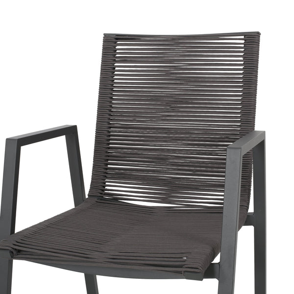 English Elm Christopher Knight Home® - Outdoor Aluminum Dining Chair with Handwoven Rope Seat, Sleek Weather-Resistant Patio Seating Set DARK GREY 64679.00GRY