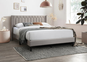 English Elm Modern Diamond Tufted Platform Bed Burlap Upholstered Frame for Loft Bedrooms Light Brown B011P418595