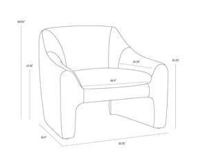 Sunpan NEVAEH Lounge Chair – Plush Mid-Century Elegance in French Blue “Danny Iceberg” Fabric 109586V