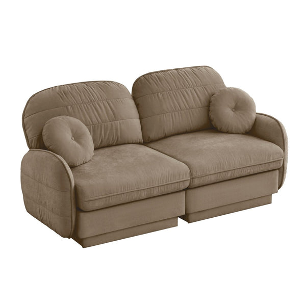 English Elm Chenille Cloud Loveseat with Quilted Back Cushions Deep Foam Seat Modern Living Room Sofa Light Coffee W714S01756
