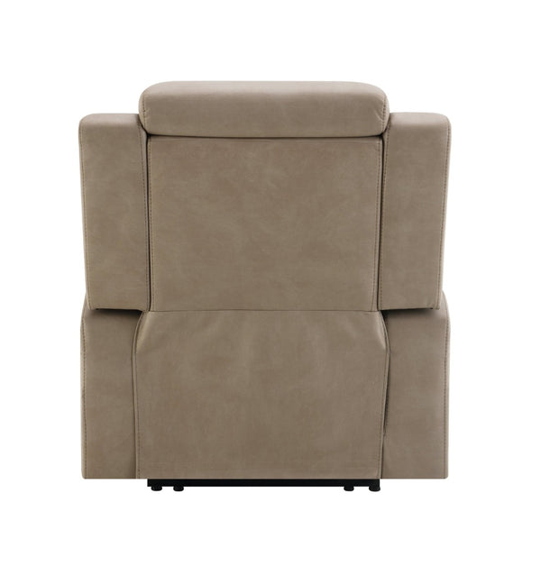 English Elm Lugo Camel Leather Power Recliner with Dual Motors and Built in Cup Holders B2726P469550