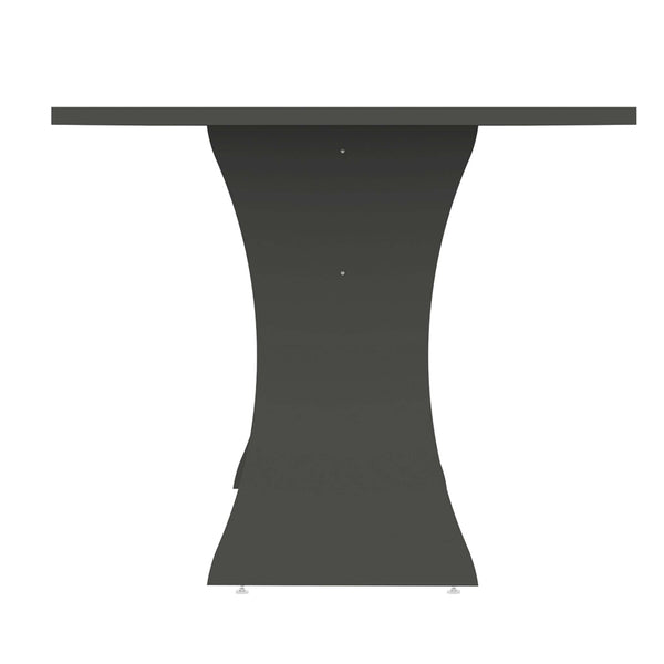 English Elm Coney 53" Dining Table with Curved Silhouette, Central H Base, Seats 6, Adjustable Metal Feet Charcoal grey B365P397686