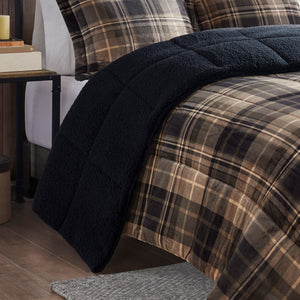 English Elm Full/Queen Alton Plush To Sherpa Down Alternative Comforter Set – Cozy, Reversible & Hypoallergenic Comfort B035100505