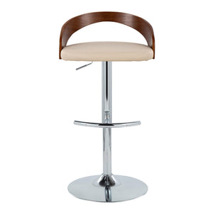 English Elm Adjustable Swivel Barstools with Chrome Base Walnut Accents Cream Upholstery Set of 3 B202S02033