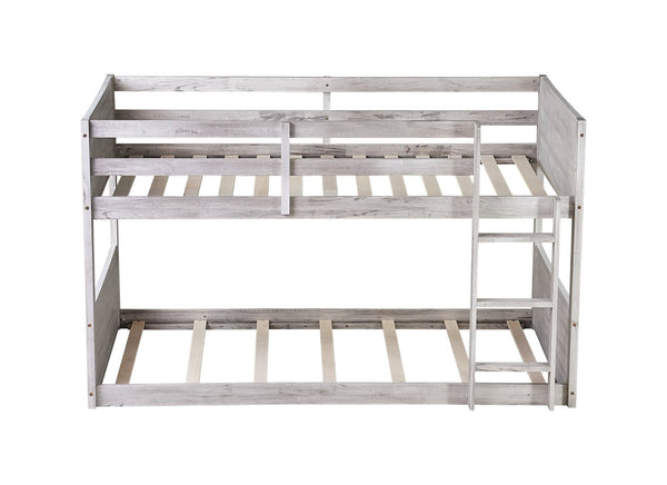 English Elm Twin Over Rubberwood Bunk Bed Convertible with Storage Drawers and Safety Rails Antique White W504S00285