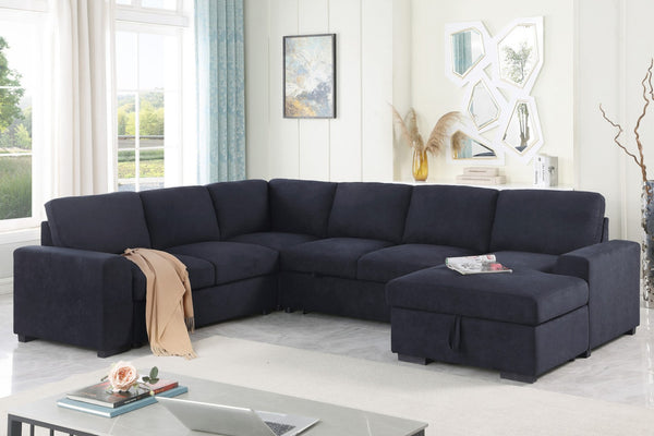 English Elm Claire Sleeper Sectional with Storage Chaise Woven Fabric Contemporary Living Room Sofa B2749S00245