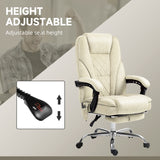 English Elm Vinsetto Massage Office Chair With Foot Rest, Executive Office Chair With 6 Vibration Point and Heat, Reclining Computer Chair, Swivel Desk Chair, Adjustable Height, Beige