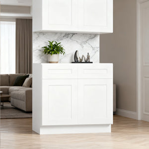 English Elm 36" White Shaker Base Cabinet Solid Wood Soft Close Doors Drawer Kitchen Bath T2950P361484