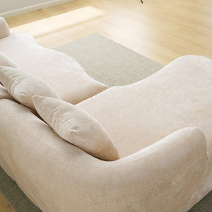 English Elm Full L-Shape Sectional Sofa with Curved Chaise, Modular Chenille Couch, High-Density Comfort for Apartment Living Beige W3612S00004