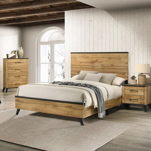 English Elm Fraser Rustic Two-Tone Pine 6-Drawer Dresser Cabinet with Weathered Brown Top, Splayed Legs, 60" B062P378459