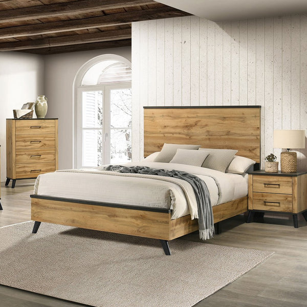 English Elm Fraser Rustic Two-Tone Pine 6-Drawer Dresser Cabinet with Weathered Brown Top, Splayed Legs, 60" B062P378459