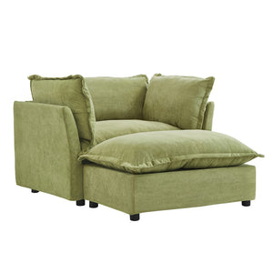 English Elm Modern Chenille Accent Chair with Ottoman Plush Wide Seat Curved Arms for Bedroom Green N719P428439F
