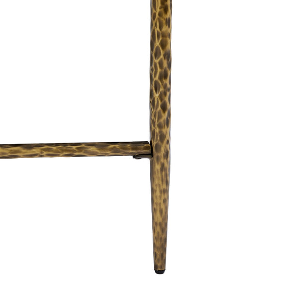 English Elm 6-seater Faux Marble Dining Table with Hammered Iron Brass Accent Legs Modern Loft Forged Brass N771P392428Z