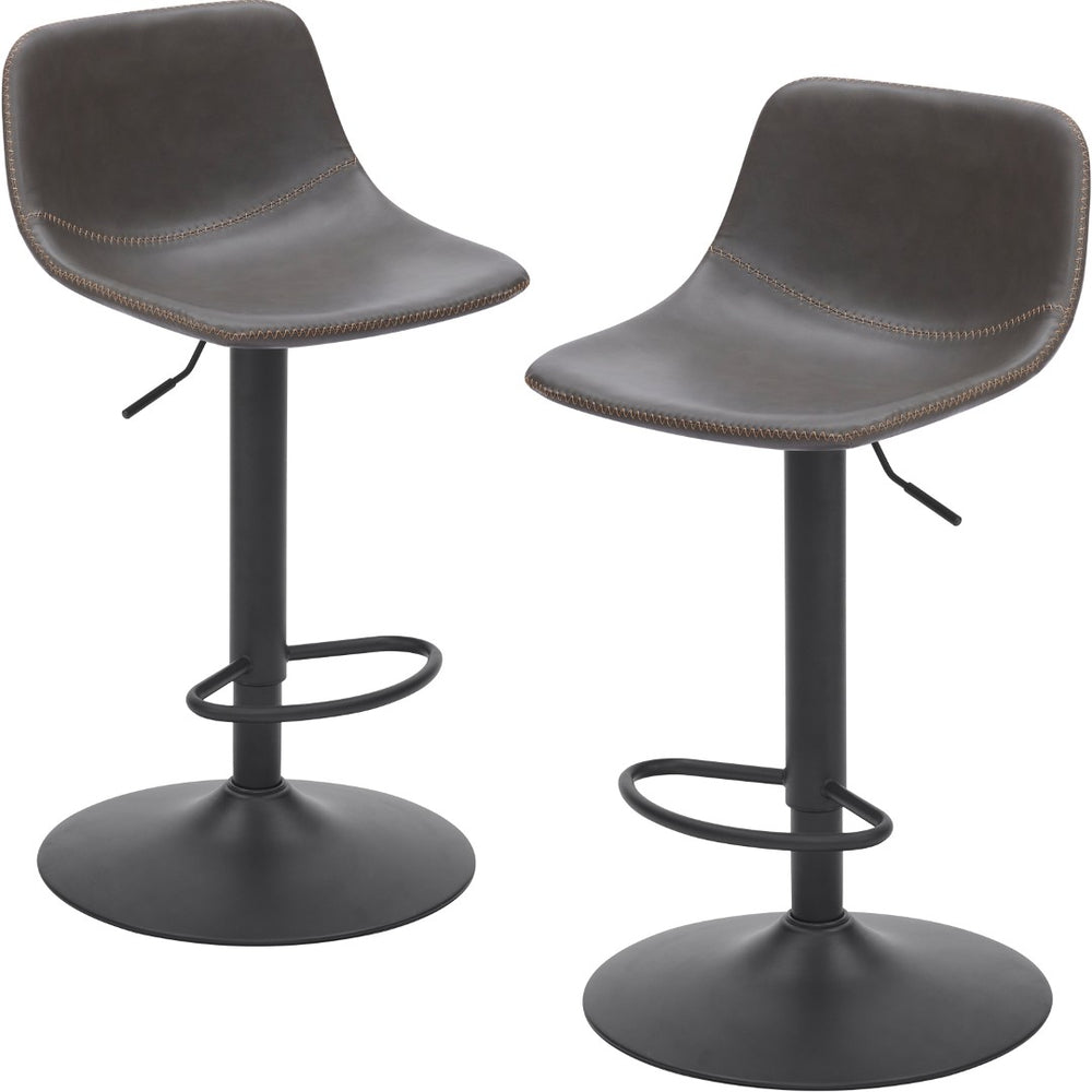 English Elm Adjustable Swivel Barstools Set of 2 Pu Leather Industrial Mid-century Kitchen Island Seating Gray T3623P430795