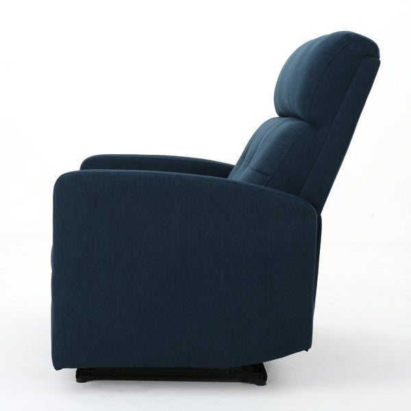 English Elm Christopher Knight Home® - Reclining Loveseat with Push-Back Recline, Plush Tufted Fabric Sofa, Compact Wall-Hugger Design Navy Blue 61372.00