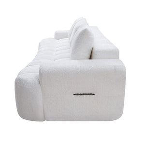 English Elm 100" Oversized Curved Boucle Sectional Sofa Channel Tufted 3 Seat Modern Living Room White W5515P495958