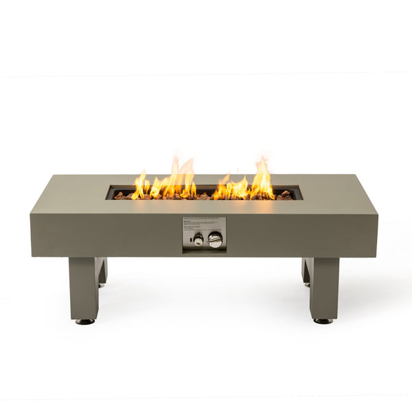 English Elm 42_Inch Iron Fire Pit Table - Stylish Outdoor Heating With 50,000 Btu, Propane Efficiency & Glass Stones W3131P277177
