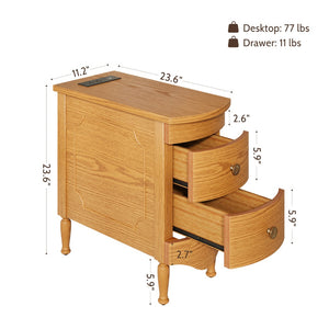 English Elm Vividwood Vintage 2 Drawer End Table with Built in Charging Station for Bedroom T5618P450771