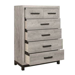 English Elm Two-Tone Gray Zephyr 5-Drawer Bedroom Chest with Metal Bar Hardware, Modern Melamine Finish, 34"x17"x48.5" B011P366066