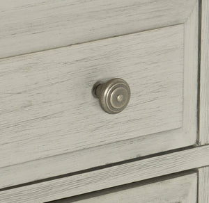 English Elm Classic Farmhouse Five Drawer Chest with Gray Body Dark Brown Top and Pewter Knobs B011P199396