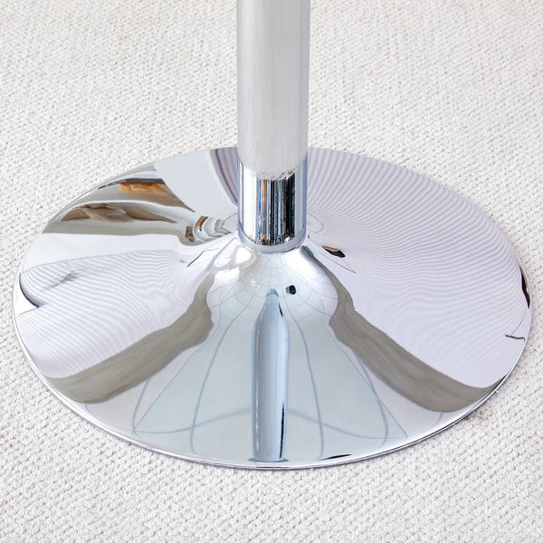 English Elm A glass tabletop 35" Round Dining Table with Electroplated Silver Legs, Minimalist Chic for 4-6 Guests W1151P155921