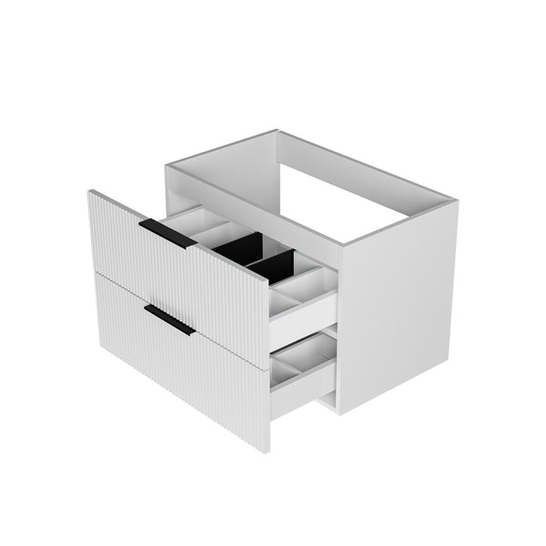 English Elm 075 Floating Wall Mounted Bathroom Vanity Cabinet with Soft Close Drawers Matte Finish White W3520P345979