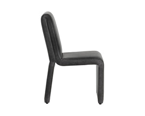 Sunpan CASCATA Dining Chair - Luxurious Marseille Black Leather with Sculptural Design for Comfort & Style 111293