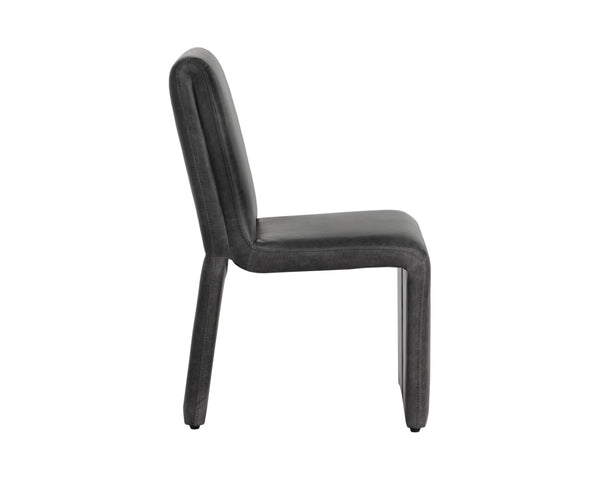 Sunpan CASCATA Dining Chair - Luxurious Marseille Black Leather with Sculptural Design for Comfort & Style 111293