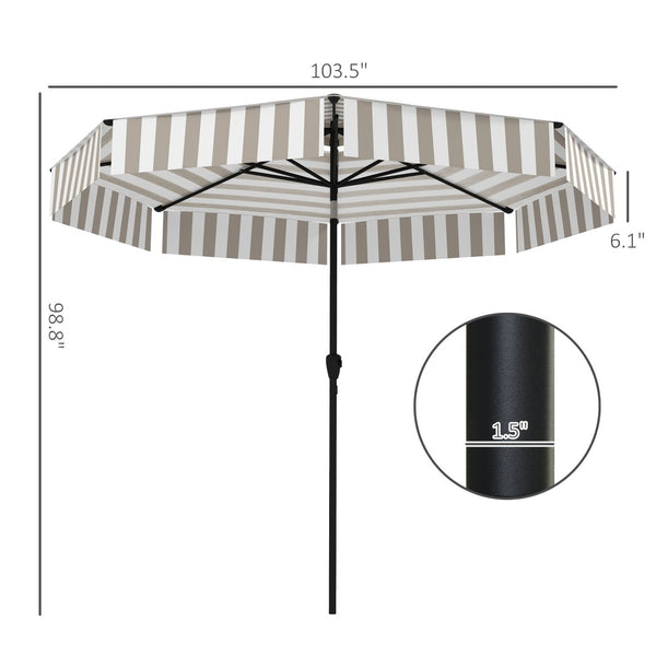 English Elm 2-tier Vented Market Umbrella with Crank Upf 30 Plus Polyester Canopy for Patio Dining T3971P427525