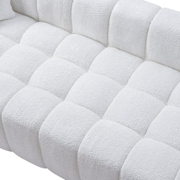 English Elm Marshmallow Cloud Sofa Oversized Boucle Four Seat Channel Tufted Living Room Couch White W5515P495925