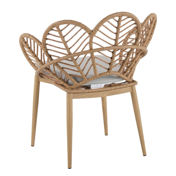 English Elm Christopher Knight Home® - Kirk Outdoor Wicker Peacock Papasan Chairs Set of 2 — Teak Legs, Light Brown PE Rattan, Beige Cushion, UV‑Resistant Comfort N775P271976B