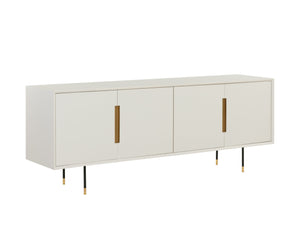 Sunpan Danbury Modern Cream Sideboard with Rustic Bronze Accents, Adjustable Shelves & Stylish Legs
