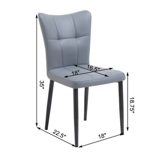 English Elm Set of 2 Dining Chairs with Thick Cushions and PU Leather Upholstery — Modern Sturdy Iron Frames for Home & Restaurant Seating Black,Light Gray N842P300566E