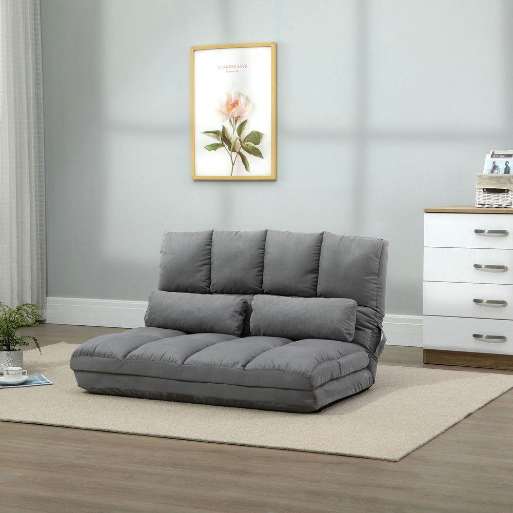 English Elm Homcom Convertible Floor Sofa Chair - Versatile Folding Couch Bed With 2 Pillows & Adjustable Comfort W2225P217476