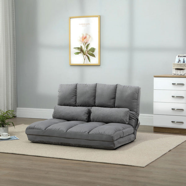 English Elm Homcom Convertible Floor Sofa Chair - Versatile Folding Couch Bed With 2 Pillows & Adjustable Comfort W2225P217476
