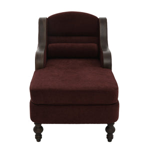 English Elm UNITED Oversized Chaise Lounge Sofa Bed with Solid Wood Arms, High-Resilience Foam, 800lb Capacity and Storage Pockets WINE RED W1568S00210