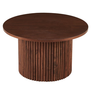 English Elm Walnut Wood Veneer Round Coffee Tabletop - 27.56 Inch Mid-Century Design For Stylish Living Spaces W1164P225857-GIGA