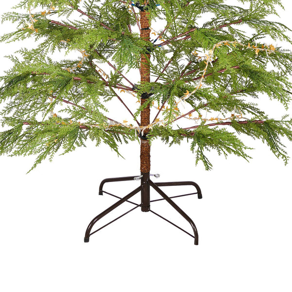 English Elm 6 ft Artificial Christmas Tree with 300 Warm LED Lights, 612 Tips, Hinged PE Branches & Metal Stand N710P181792S