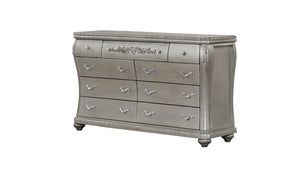English Elm Destiny 9-Drawer Dresser Silver Finish — Solid & Manufactured Wood, Elegant Traditional Design, Ample Storage B009P234699