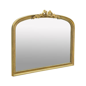 English Elm 40.2" Luxurious Baroque Gold Arch Mirror with Ornate Scrollwork Crown — Statement Accent for Entryways W2078P288166