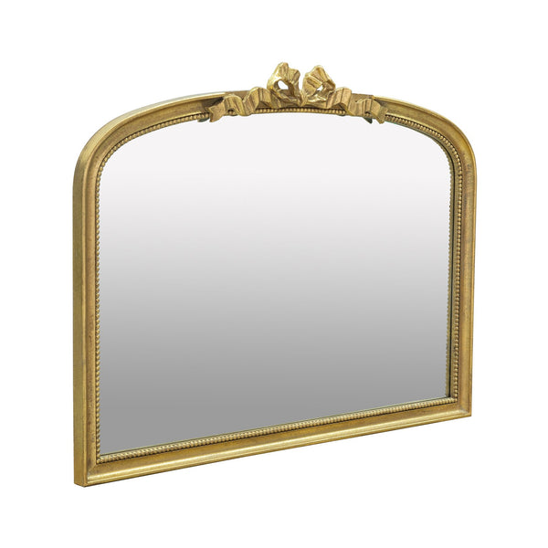 English Elm 40.2" Luxurious Baroque Gold Arch Mirror with Ornate Scrollwork Crown — Statement Accent for Entryways W2078P288166
