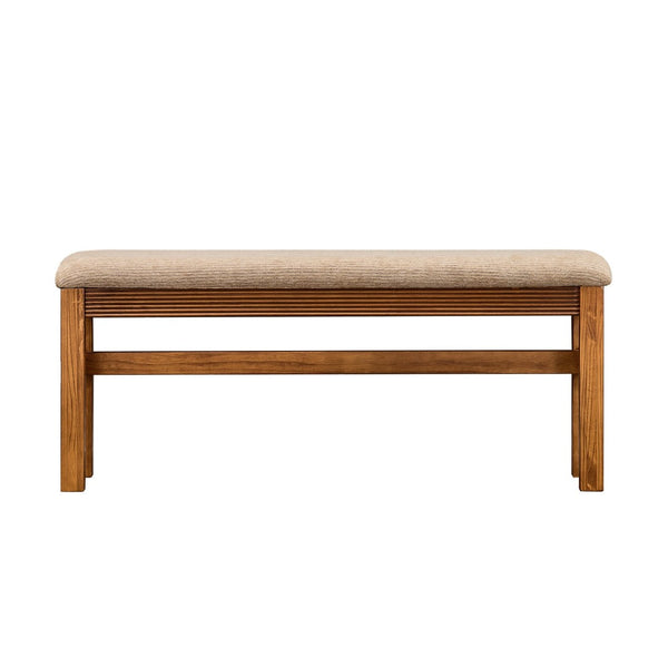English Elm Fluted Counter Height Dining Set Narrow Bar Console with Upholstered Stool Retro Wood Brown W1202P330888