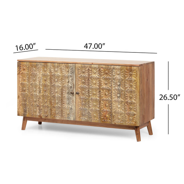 English Elm Christopher Knight Home® - CABINET Acacia & Mango Wood 2-Door Handcrafted Natural Finish Console with Shelves, 47"W x 26.5"H 68738.00